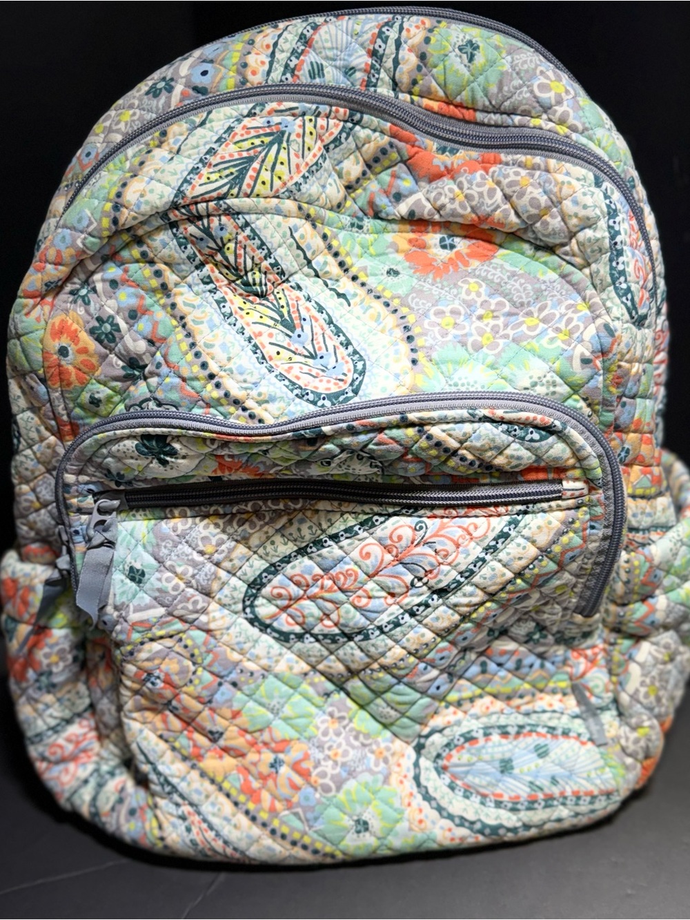 Vera Bradley Essential Campus Cotton Citrus Paisley Backpack- school or college